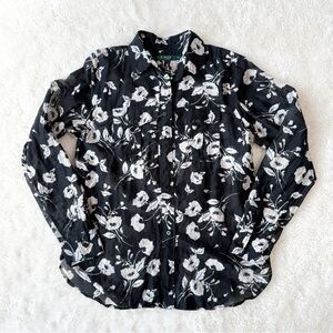 Lauren Ralph Lauren Black and White Floral Button-Down Shirt